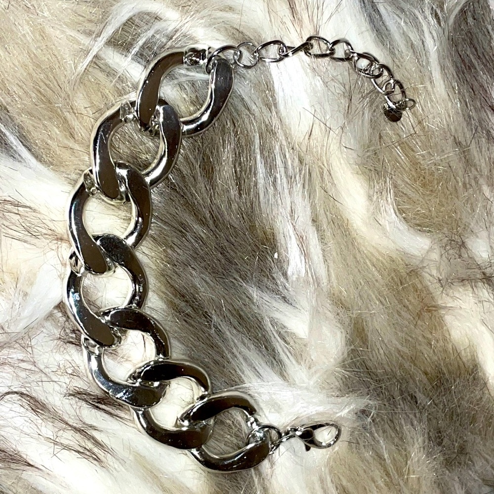Silver tone  chain bracelet or anklet